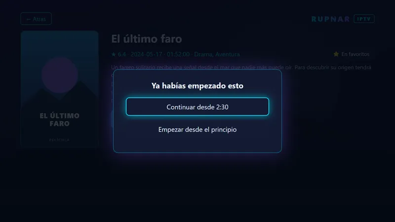 Diálogo para continuar o empezar desde el principio