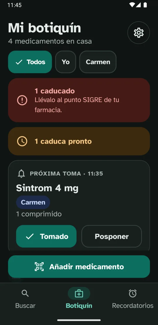 Inicio en modo oscuro